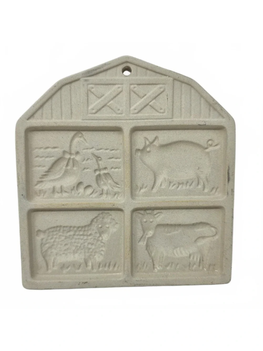 Vintage Pampered Chef Farmyard Friends Cookie Mold Stoneware Trivet 1994